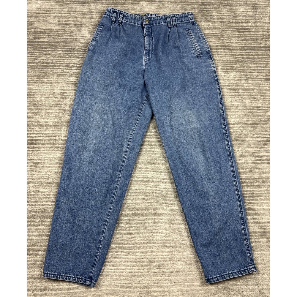 Dockers Jeans Womens 14 Blue Medium Wash Pleated Tapered High Rise Made in USA